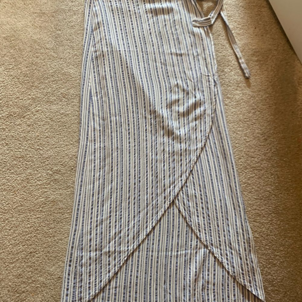 Striped Wrap Skirt in Blue and White